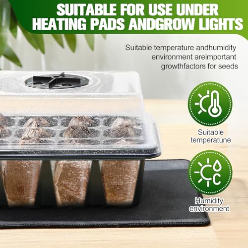 SiliFine 6 Pack Seed Starter Tray with 72 Pcs Peat Pellets, Seeding Starter Kit (72 Cells Total Tray) with Humidity Dome, Soil Plant Germination Tray Kit for Flower Vegetable(Black, Green) - color: Black, Green