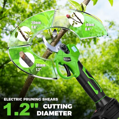 4-in-1 Electric Pole Saw&Pruning Shear Combo, 6" Pole Saw for Tree Trimming - color: Light Green