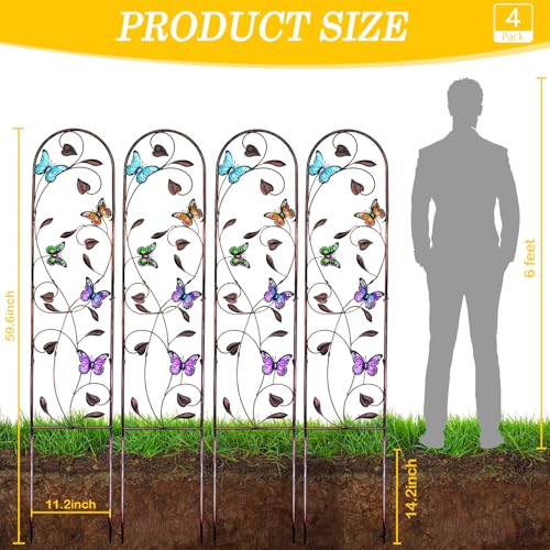 aboxoo 4-Pack Butterfly Metal Garden Trellis for Climbing Plants - color: Butterfly, size: 4pcs