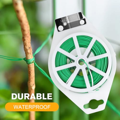 656FT Garden Twist Tie Wire with Cutter, Rustproof for Plants & Home Use - size: 656