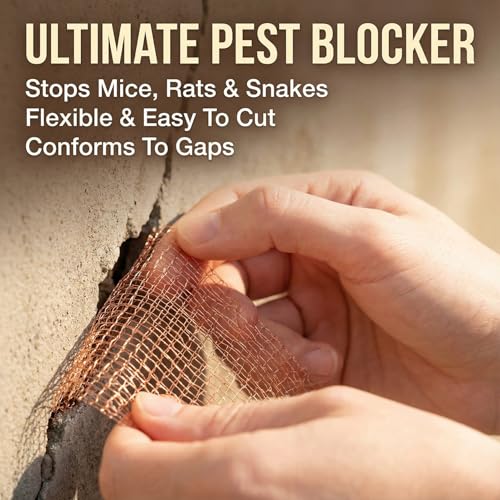 1-Pack Pure Copper Mesh Roll, Heavy Duty Rodent Control Mesh, Excluder Mesh for Rodents, Copper Wool for Blocking Holes, for Sealing Cracks, Gaps, Vents, and Protecting Garden Plants (5in x 33ft)