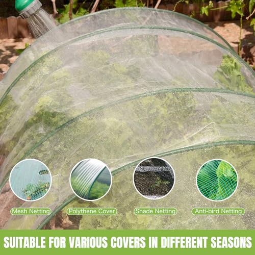 50 Pack Garden Hoops for Raised Beds, 10 Sets Fiberglass with PVC - color: Green-50P
