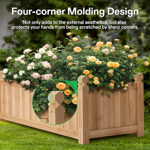VIVOSUN 2-Pack Raised Garden Bed 3.6x1.3Ft Outdoor Wood 43.5x16x14 Planter - size: 43.5 x 16 x 14 Inches (Pack of 2)