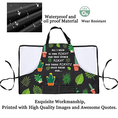 PXTIDY Plant Lover Gift Gardener Apron All Need Is This Plant Lady Gardening Apron Florist Kitchen Gift (Black)