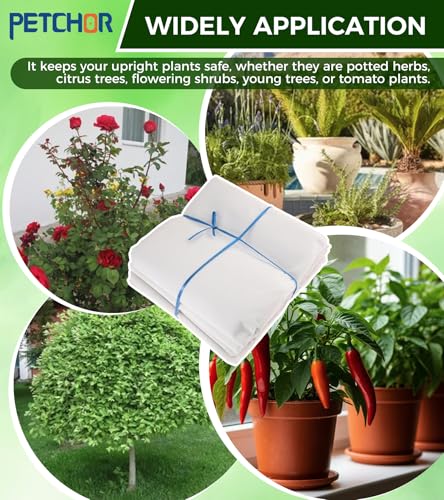 4PCS Winter Plant Covers Freeze Protection with Drawstrings 39x39″ - color: White