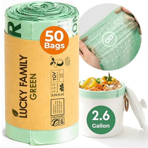 2.6 Gallon Compost Bags for Kitchen Countertop Bin, Compostable, 50 Count - color: 2.6 Gallon, 50 Count