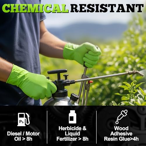 TitanFlex Heavy Duty Industrial Nitrile Gloves with Raised Diamond Texture, 8-mil, Latex Free (Green/Dark Green/Yellow) - color: 01 Green (50ct), size: Medium