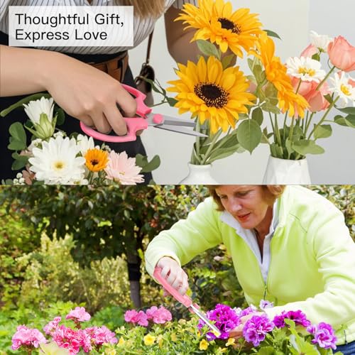 Housolution Flower Scissors, Premium Steel Pointed Pruning Shears, Pink - color: Pointed-pink, size: 1 Pack