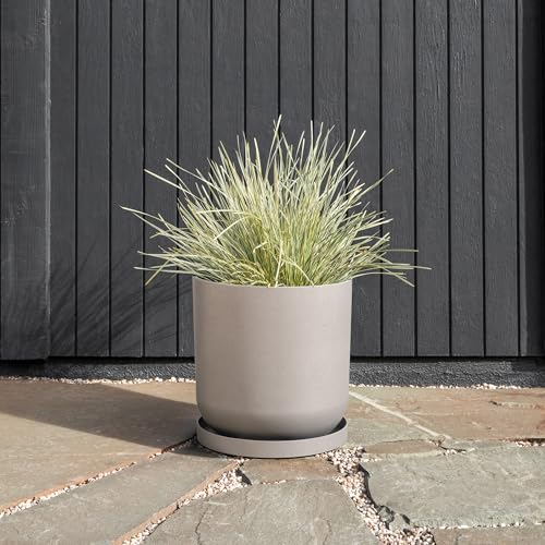 Veradek Mason Series Lima Planter & Drip Tray - Large Round Outdoor Planter - color: Gray, size: 15 inches - 2 Pack with Saucers
