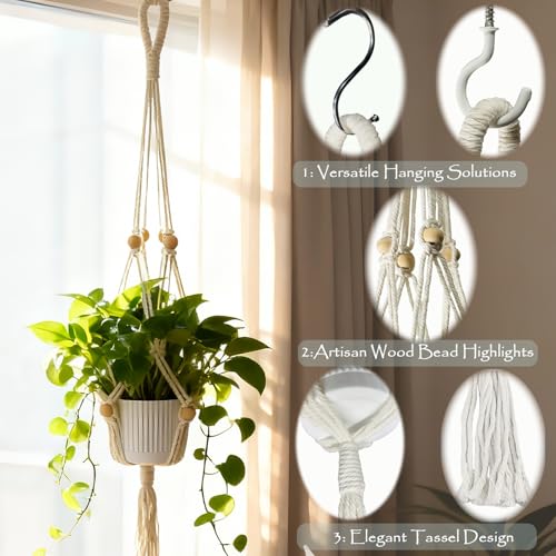 2-Pack Macrame Plant Hangers, 35 Inch