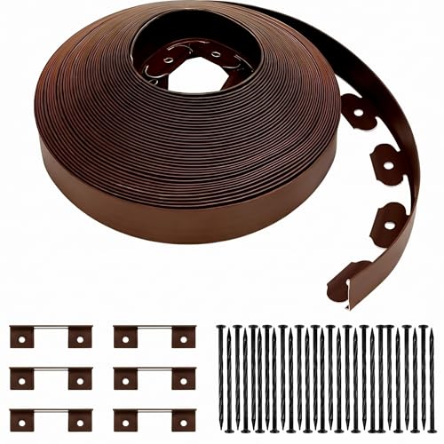 Sasylvia 2 Inch X 100 ft Landscape Edging, Brown Plastic Garden Border - color: Brown, size: 2'' x 100'