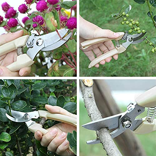 BUGUI Bypass Garden Pruning Shears - 2 Pack, Ultra Lightweight Hand Pruners Make Cut Smooth & Clean, Professional Gardening Scissors for Cutting Live Flowers, Plants, Light Branches - style: 7"FlowerShearsSet(C010)