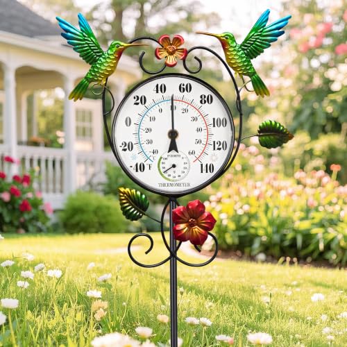 Hummingbird Outdoor Thermometer with 35.7" Stake Waterproof - style: Hummingbird