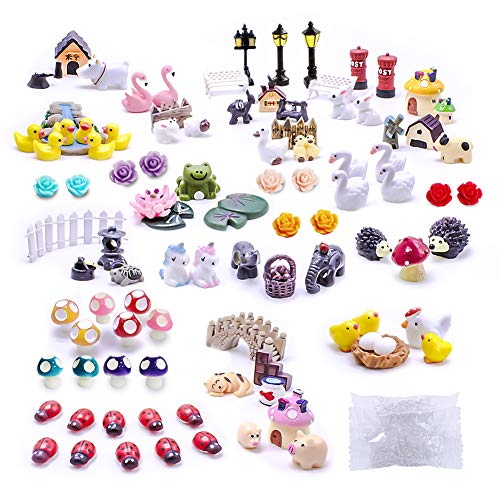 Dracarys Selected 100 Pcs Fairy Garden Accessories, Mini Resin Animals, Miniature Figurines, Micro Landscape Ornaments Kit, Garden DIY Animals, Environmental Resin, Forest Encounters - style: 100-Forest Encounters