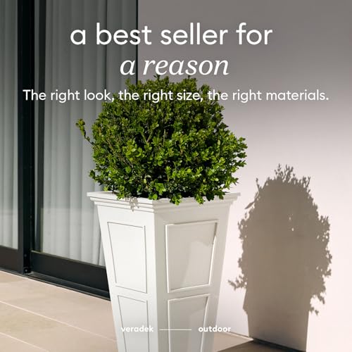 Veradek Brixton Series Planter - Tall Outdoor Planter with Shelf - color: White, size: 26 inch -2 Pack