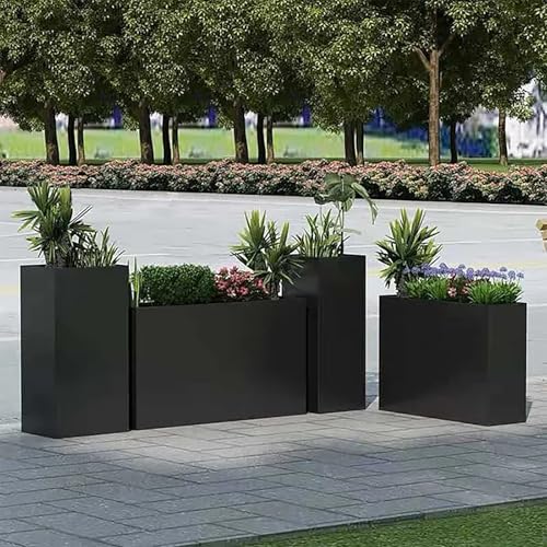Metal Rectangular Planter Box 24" L x 12" W x 24"H Black Tall Metal Planter - color: Black, size: 24*12*24