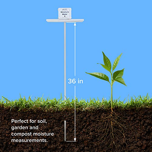 Reotemp 36 Inch Garden and Compost Moisture Meter, Garden Tool Ideal for Soil, Plant, Farm and Lawn Moisture Testing - size: 36 Inch Stem