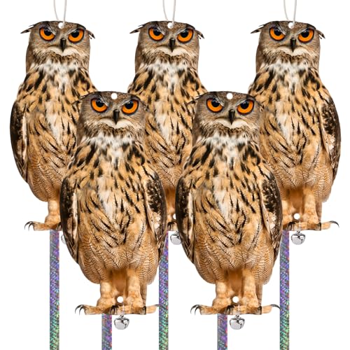 Owl to Keep Pigeons Away, 5 Pack Fake Owls to Scare Pigeon - color: Angry Owls 5pc