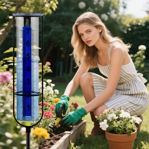 Rain Gauge Outdoor with Sponge Brush,Rain Water Meter for Yard