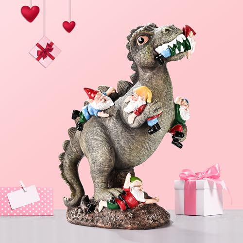 SOWSUN 14" Garden Gnomes Statue Dinosaur Outdoor Decor Gifts for Women - size: 14“ Dinosaur