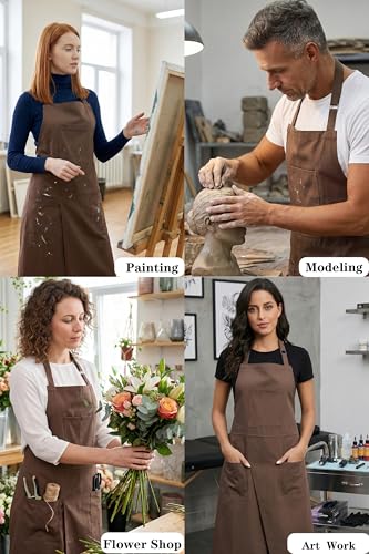 Nanxson Pottery Apron Split Leg with 3 Pockets & Adjustable Buckle - color: Brown