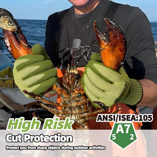 Schwer 2 Pairs A7 Cut Resistant Fishing Gloves, Touchscreen, CR3009, XL - color: Army Green, size: X-Large