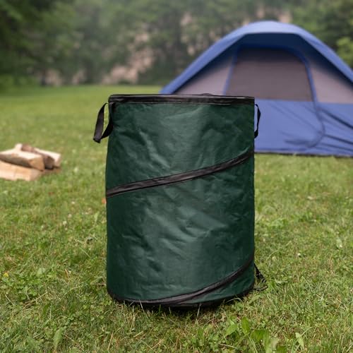 Wakeman Pop Up Outdoor Trash Can, Green, 46 Gallon