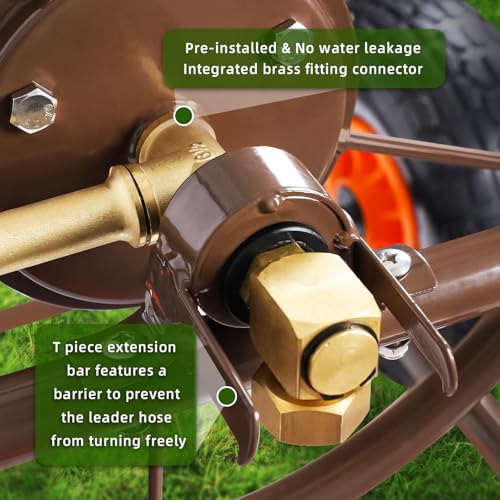 WERMAH Upgrade Hose Reel Cart, Garden Hose Cart 4 Wheels, Holds 300ft 5/8"