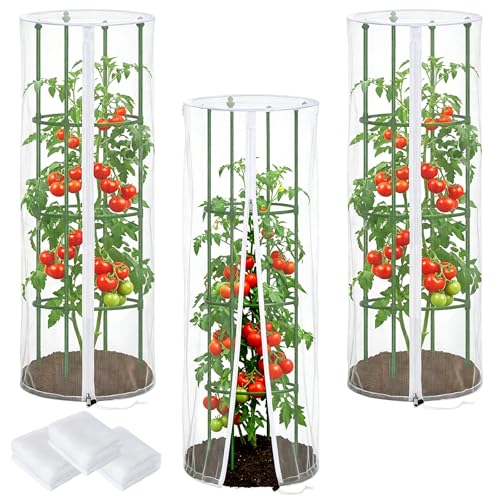 3Pcs 15" x 55" Garden Bird Netting Plant Cover for Round Plant Cage - size: Round Cage CoverS(Cover Only)