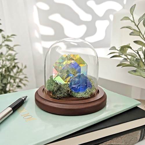 Plymor 3 inch x 3 inch Glass Display Dome Cloche (Dark Wood Base) - color: Dark Wood Base