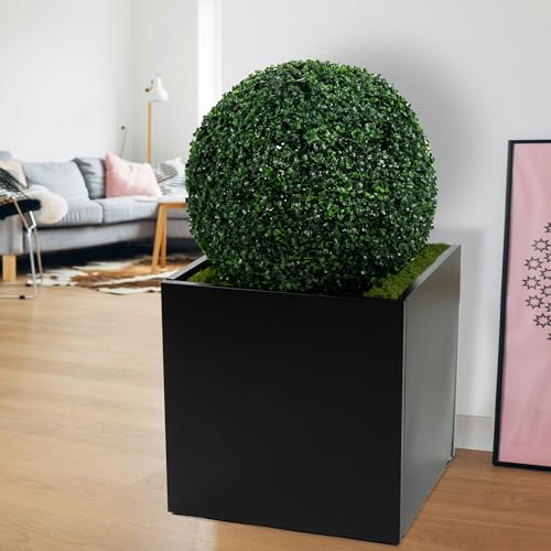 Kozyard 20'' Cube Metal Planter Steel Planter Box - color: Black/20''h X 20''w X 20''l