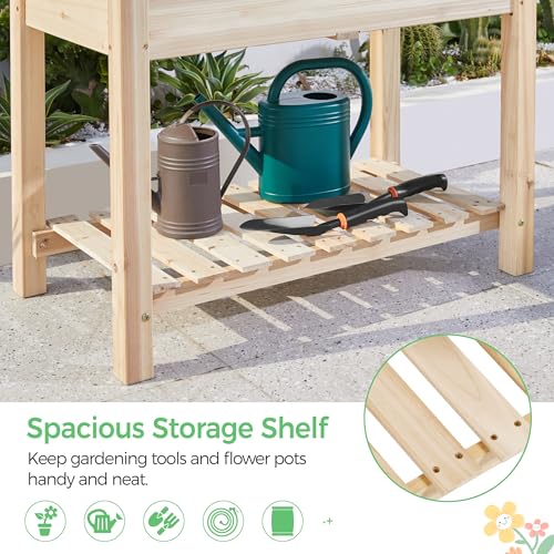 Yaheetech 34" Raised Garden Bed with Legs, Wooden Planter Box, 2Pcs - color: Natural Wood, size: 34" L x 18" W x 30" H(Set of 2)