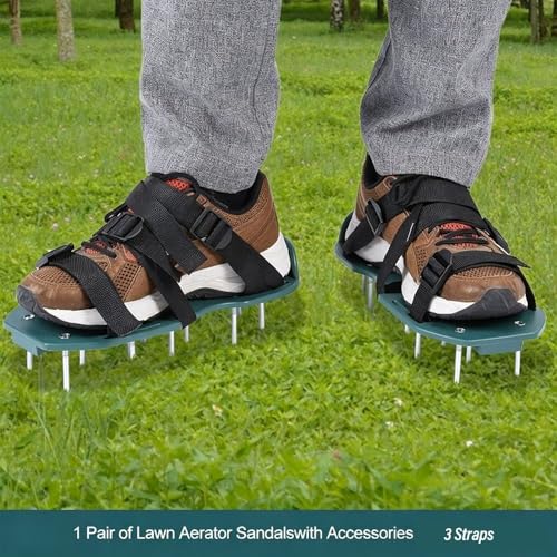 Lawn Aerator Shoes with 26 Spikes – Adjustable 3-Strap or 4-Strap Design for Soil Aeration, Yard and Garden Care(3 Straps) - size: 3 Straps