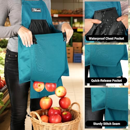 Gardening Apron, Garden Apron with Quick Release Pockets,Water Resistant Oxford with Adjustment Cross Strap,Farm Work - color: Emerald Green