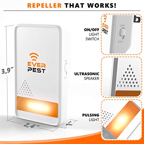 Ultrasonic Pest Control Repeller Plug in 2 Pack Repellent - Get Rid of Mosquito, Mice, Cockroach Spider Bed Bug Squirrel Fly Wasp Ant Mice Indoor, Outdoor, Patio Home Roach Infestation