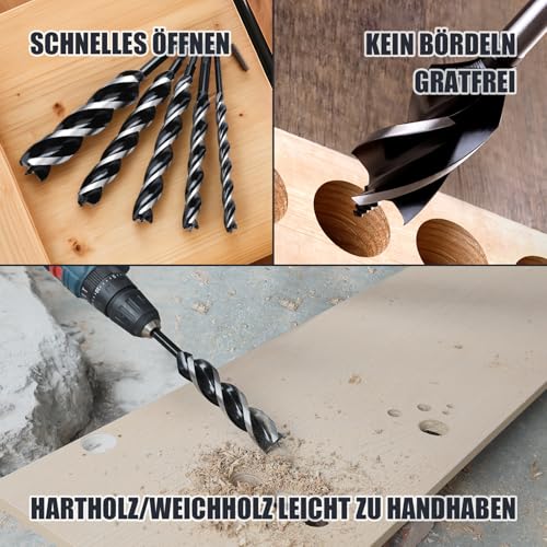 1/2" x 6" Auger Drill Bit for Soft and Hard Wood,1/4" Hex Shank - size: 1/2 in, style: 6"