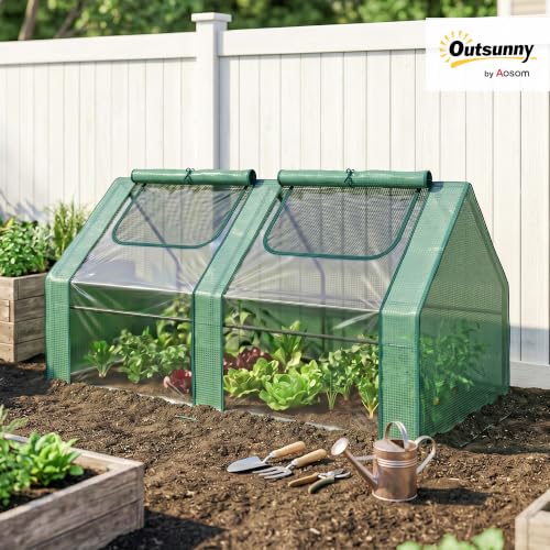 Outsunny 6' x 3' x 3' Portable Greenhouse with 2 PE/Plastic Covers Green - color: Green, size: 6' x 3' x 3'