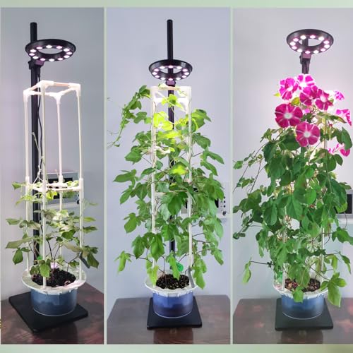 Indoor Plant Hydroponics Growing System Tower Kit with Grow light,Herb Vegetable Indoor Gardening System with Standing Floor Tall LED Grow Lights,Height Adjustable with Stand,Timer,Trellis - size: 10 inch