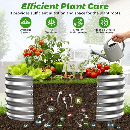 17" Tall Oval-Shaped / Elliptic Metal Raised Garden Bed Outdoor Silver - color: Silver, size: 48X24X16.5 Inches