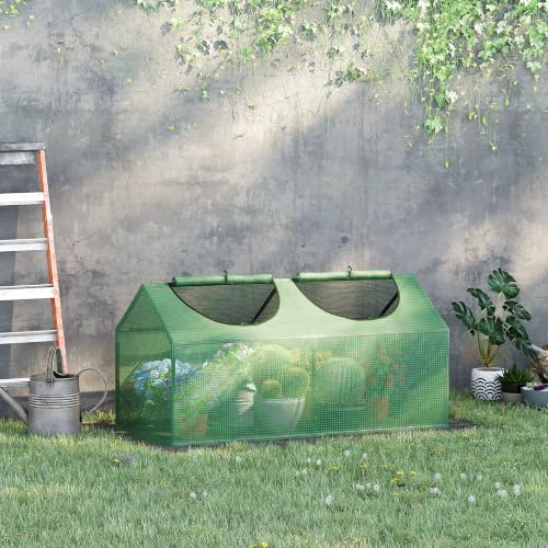 Outsunny 4' x 2' x 2' Portable Mini Greenhouse, Small Green House, Green - color: Green, size: 4' x 2' x 2'