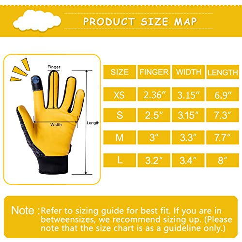 Kids Genuine Leather Work Gloves Age 2-12, Touchscreen, Reflective - color: Black, size: Medium (6-9 Years Old)