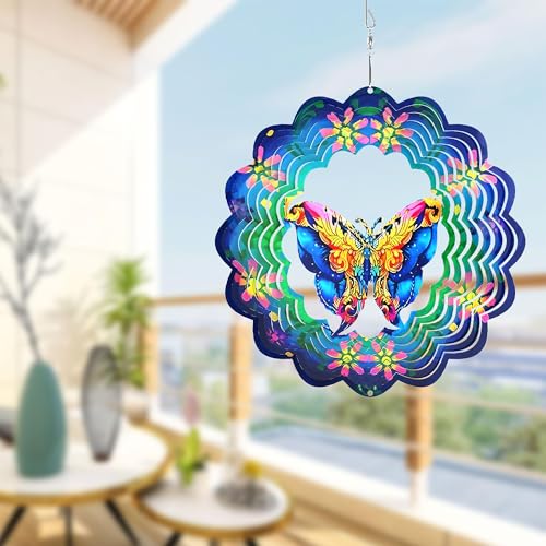 Metal Wind Spinners 3D Hanging Butterfly Wind Spinner 10Inch