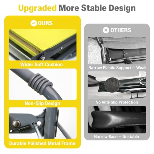 Garden Kneeler and Seat Heavy Duty, Foldable Gardening Stool Bench - color: Yellow