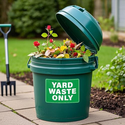 10 Pack Yard Waste Only Stickers for Trash Cans 10 × 7 Inches