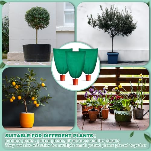 6 Pcs Plant Covers Freeze Protection 48x72 with Drawstring,Green - color: Green