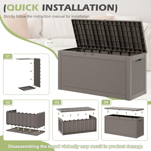 75 Gallon Outdoor Storage Box Waterproof Deck Box Patio Storage - color: Gray, style: 75Gallon