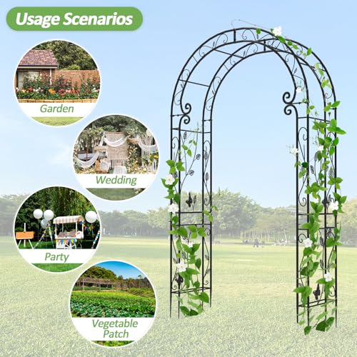 Sturdy Metal Garden Arch with Rust-Resistant Finish,Garden Abor-88 H*51" L - size: 88"(H)*51"(L)*17"(W)