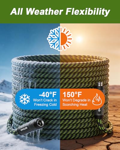 Garden Hose, Flexible Ultra Lightweight Durable, Kink-Free Water Hose with 10 Function Sprayer - Non-Shrinking, Easy to Store, All-Weather, High-Pressure (25FT) - size: 25ft
