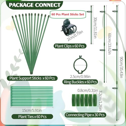 30 Pcs 12 in Adjustable Plant Sticks Green