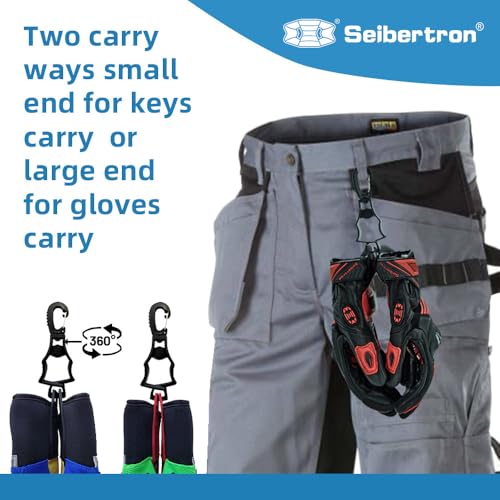 Seibertron Patented Glove Clips, Work Gloves Grabber Holder Clip to Pants, Hunters gear clips and hiking gear, Outdoor Accessories 4 Pieces Black - color: Black 4 Pieces